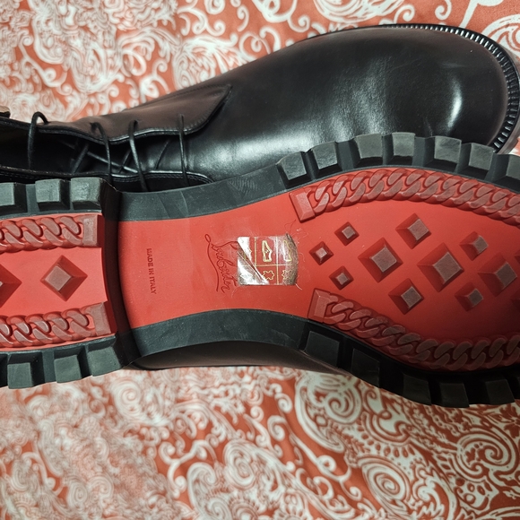 Christian Louboutin Black Leather Combat Boots - Picture 4 of 7